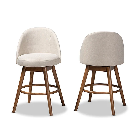Baxton Studio Carra Light Beige Upholstered -Swivel Counter Stool (Set of 2) 9653