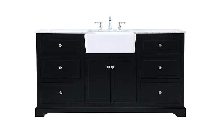 Elegant 60 In. Single Bathroom Vanity in Black VF60260BK