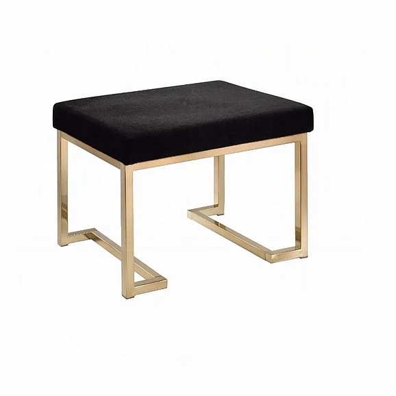 ACME Boice Ottoman in Short Haired Faux Fur and Champagne 96597