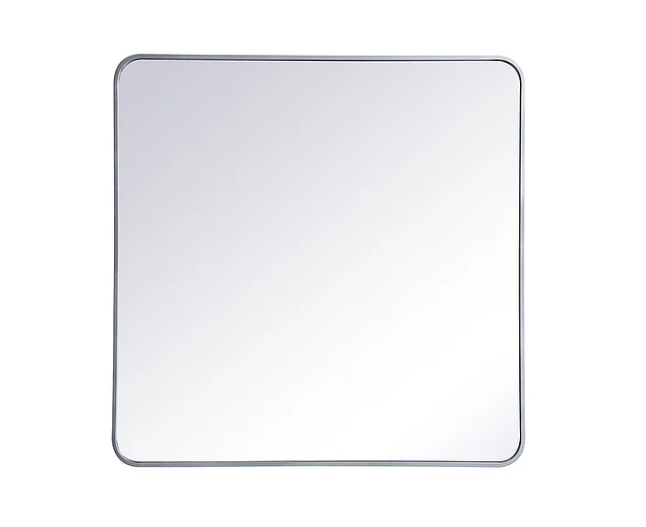 Elegant Soft Corner Metal Rectangular Mirror 36X36 In. in Silver MR803636S