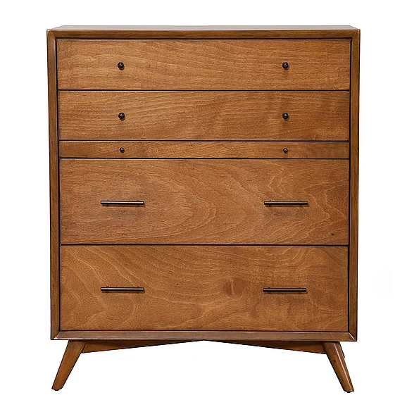 Alpine Furniture Flynn 4 Drawer Multifunction Chest with Pullout Workstation Tray in Acorn 966-05