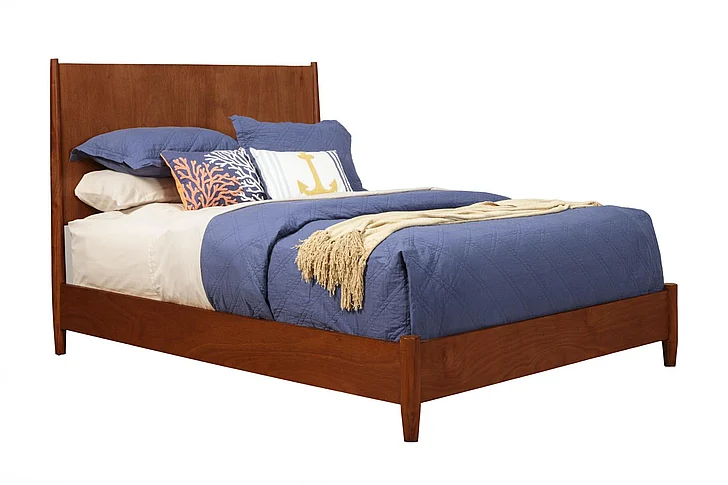 Alpine Furniture Flynn Mid Century Modern King Panel Bed in Acorn 966-07EK