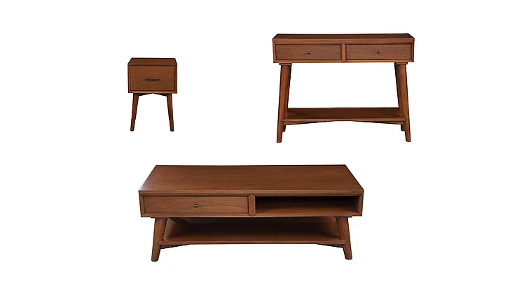 Alpine Furniture Flynn 3-Piece Occasional Table Set in Acorn