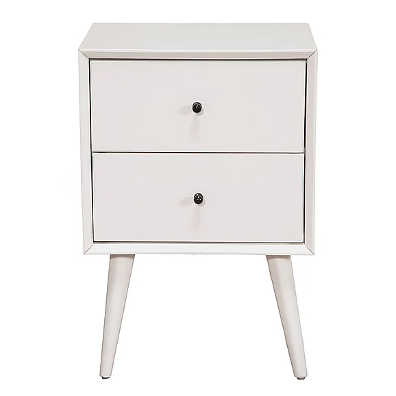 Alpine Furniture Flynn 2 Drawer Nightstand in White 966-W-02