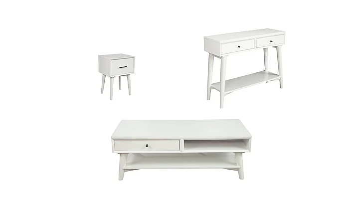Alpine Furniture Flynn 3-Piece Occasional Table Set in White