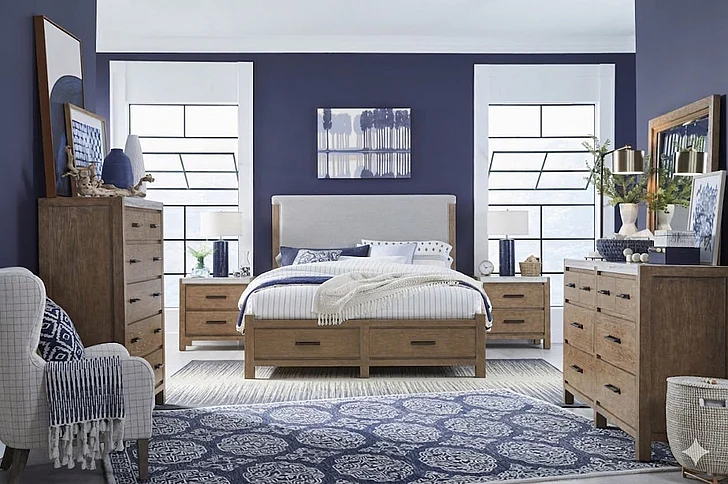 Magnussen Plum Creek 2pc Upholstered Storage Bedroom Set in Sierra Brown