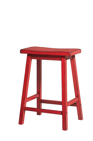 ACME Gaucho Counter Height Stool (Set of 2) in Antique Red Finish 96649