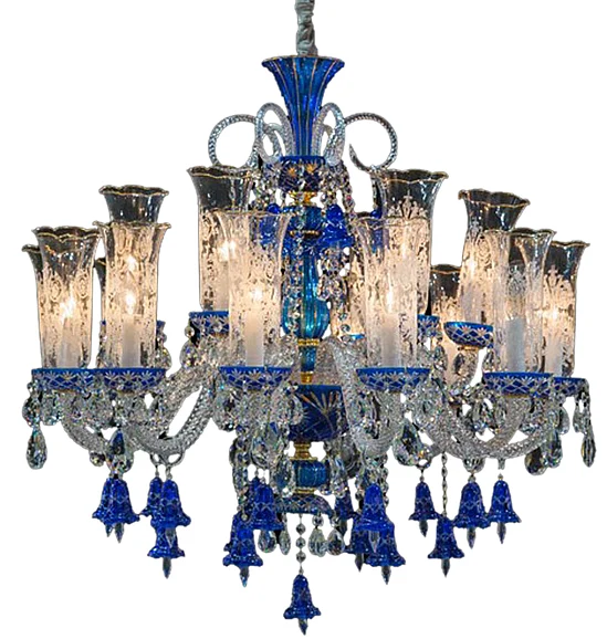 Aico Lighting Winter Palace 18 Light Chandelier in Blue, Clear and Gold LT-CH928-18GLD