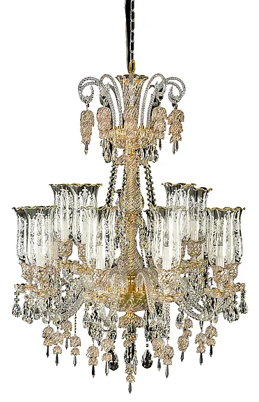 Aico Lighting Garnier 15 Light Chandelier in Clear and Gold LT-CH900-15GLD