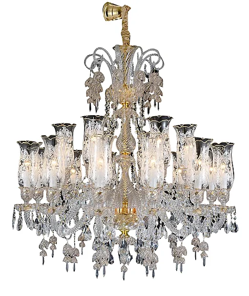 Aico Lighting Garnier 18 Light Chandelier in Clear and Gold LT-CH901-18GLD