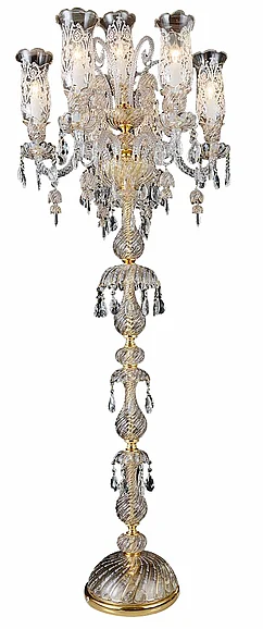 Aico Lighting Garnier 7 Light Floor Lamp in Clear and Gold LT-FL902-7GLD