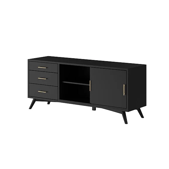 Alpine Furniture Flynn Large TV Console in Black 966BLK-10