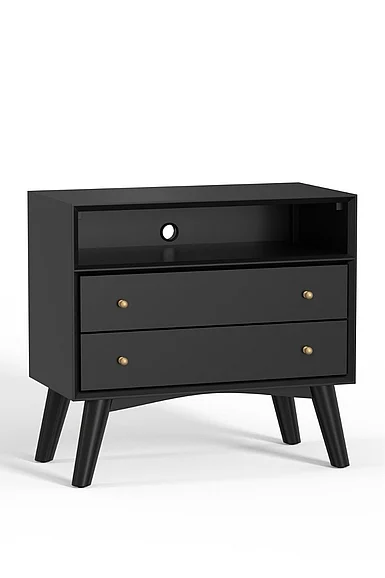 Alpine Furniture Flynn Large Nightstand in Black 966BLK-22