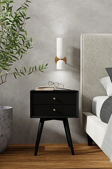 Alpine Furniture Flynn Small Nightstand in Black 966BLK-32