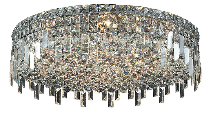 Elegant Maxime 9 Light Chrome Flush Mount Clear Royal Cut Crystal V2031F24C/RC