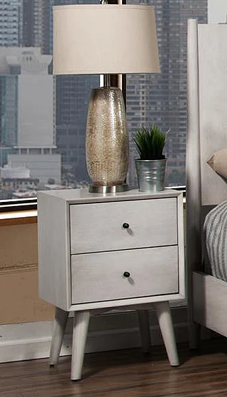 Alpine Furniture Flynn 2 Drawer Nightstand in Gray 966G-02
