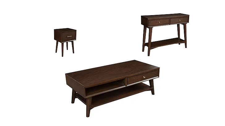 Alpine Furniture Flynn 3-Piece Occasional Table Set in Smokey Walnut