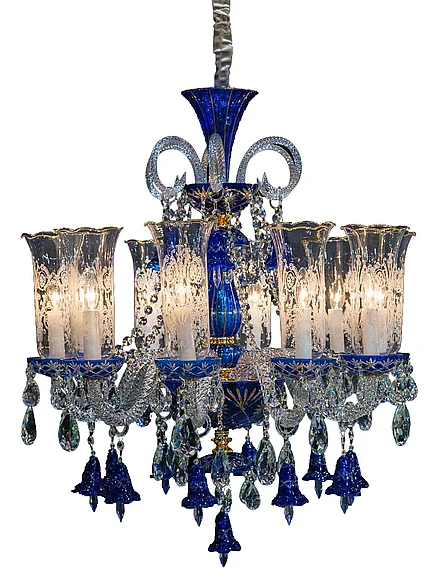 Aico Lighting Winter Palace 10 Light Chandelier in Blue, Clear and Gold LT-CH927-10GLD