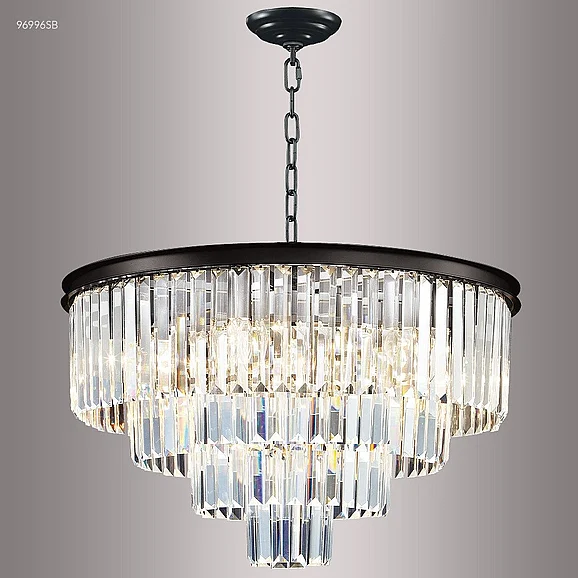 James R. Moder Contemporary Europa Collection Crystal Chandelier in Satin Black 96996SB22