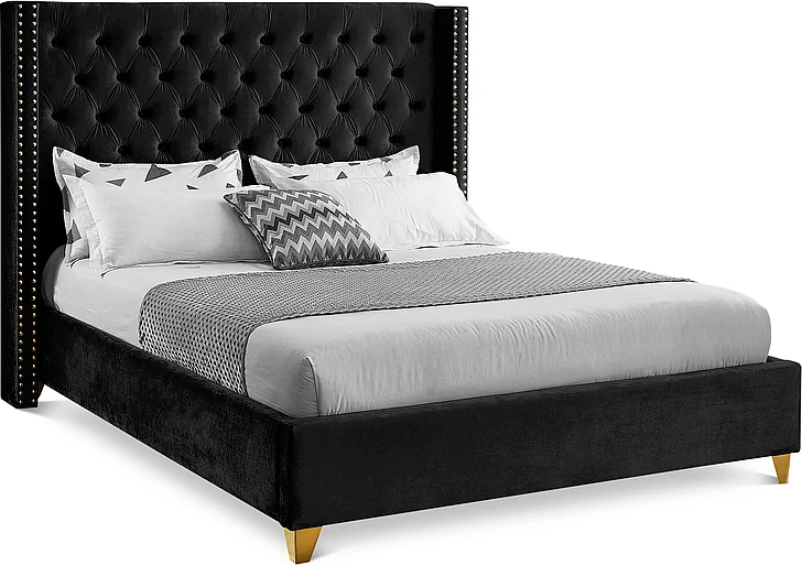 Meridian Barolo Velvet King Bed in Black Velvet BaroloBlack-K