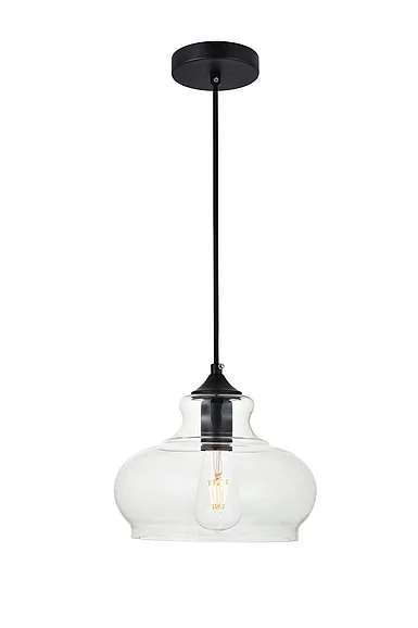 Elegant Destry 1 Light Black Pendant with Clear Glass LD2246BK