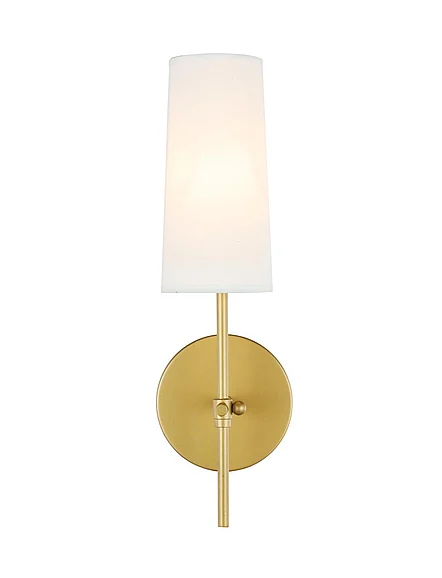 Elegant Mel 1 Light Brass and White Shade Wall Sconce LD6004W5BR