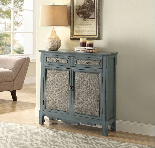 ACME Winchell Console Cabinet in Antique Blue 97245