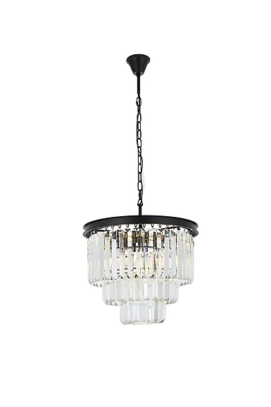 Elegant Sydney 9 Light Matte Black Chandelier Clear Royal Cut Crystal 1231D20MB/RC