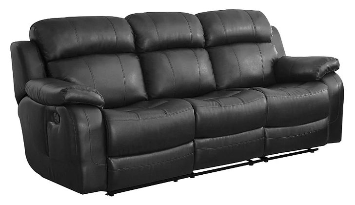 Homelegance Furniture Marille Double Reclining Sofa in Black 9724BLK-3