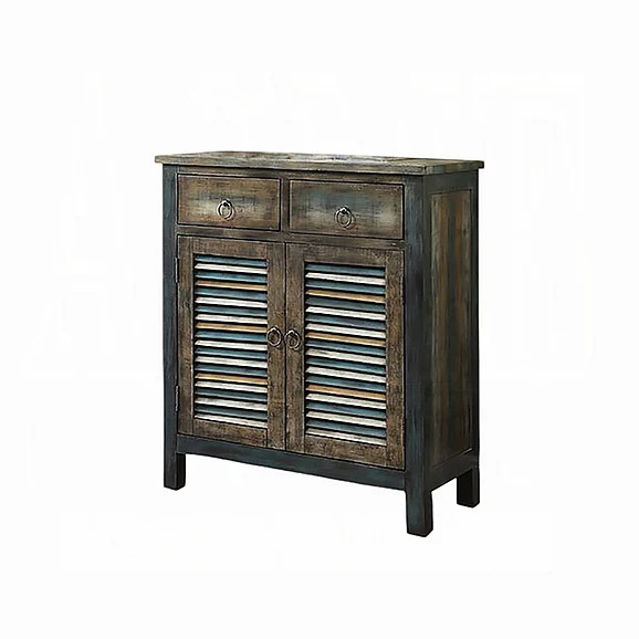 ACME Glancio Console Cabinet in Antique Oak and Teal 97253