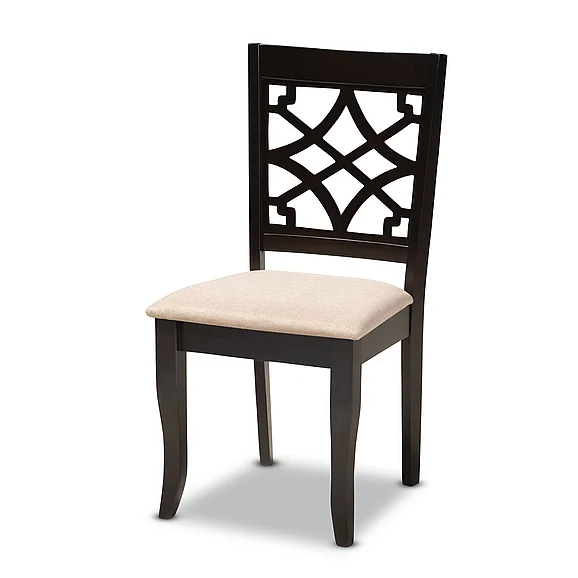 Baxton Studio Mael Sand Upholstered Espresso Brown Dining Chair Set of 4 9727