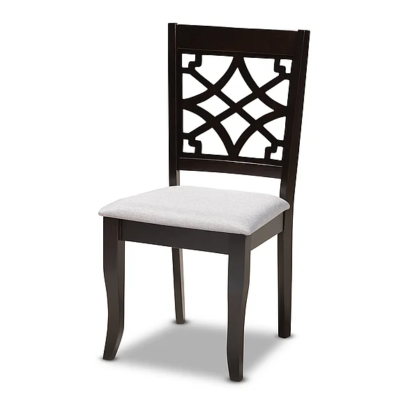 Baxton Studio Mael Grey Upholstered Espresso Brown Dining Chair Set of 4 9728