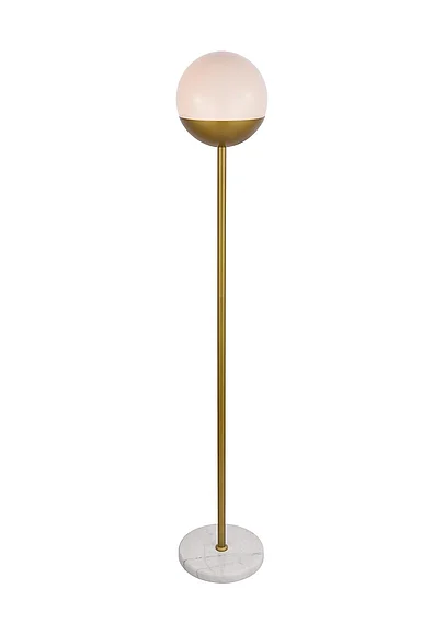 Elegant Eclipse 1 Light Brass Floor Lamp with Frosted White Glass LD6150BR