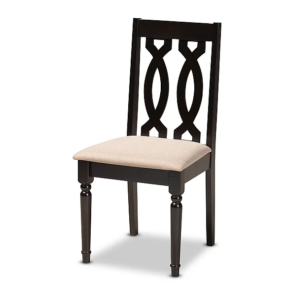 Baxton Studio Cherese Sand Upholstered Espresso Brown Dining Chair Set of 4 9733