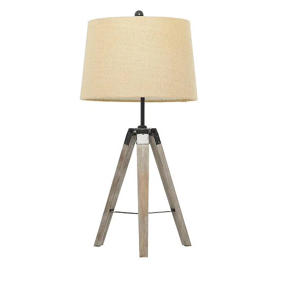 UMA Brown Wood Tripod Room Table Lamp, | 97335 CLOSEOUT