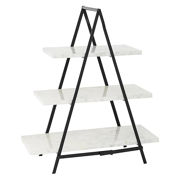 UMA White Marble 3 Level Tiered Server, 20" x 9" x 23" | 97418 CLOSEOUT