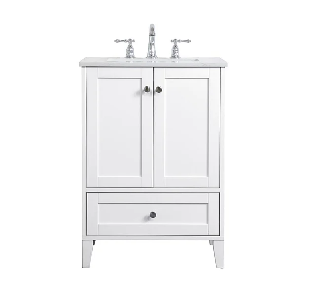 Elegant 24 In. Single Bathroom Vanity in White VF18024WH