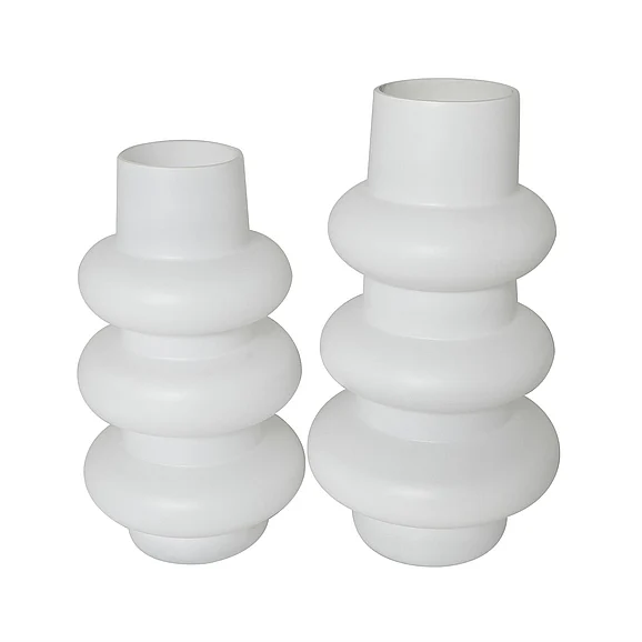 UMA White Glass Dimensional Bubble Decorative Vase, Set of 2 12, 11H | 97508