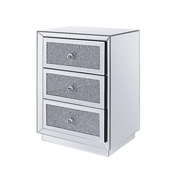 ACME Noralie Accent Table in Mirrored, Faux Diamonds 97580