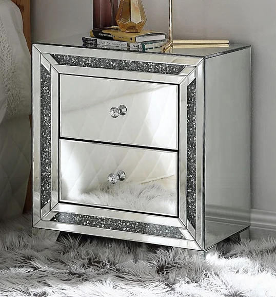 ACME Noralie Accent Table in Mirrored and Faux Diamonds 97647