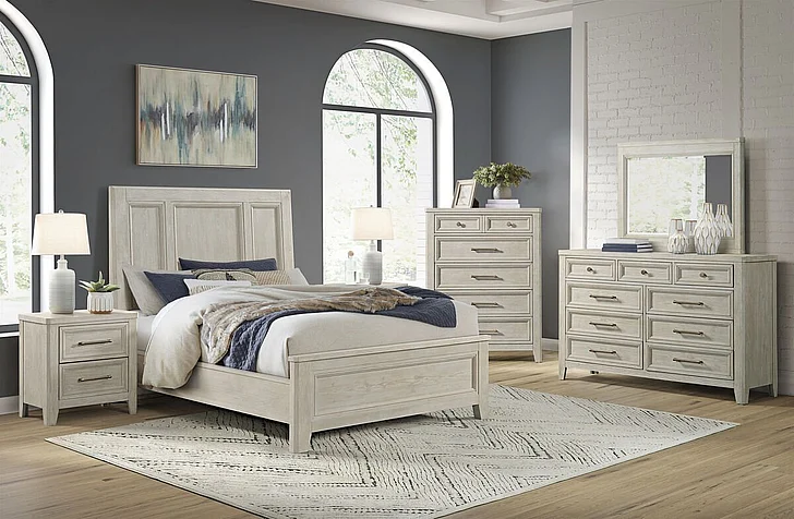 Intercon Furniture Carlson 4-Piece Panel Bedroom Set in Washed Linen