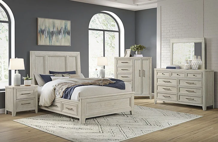 Intercon Furniture Carlson 4-Piece Storage Bedroom Set in Washed Linen