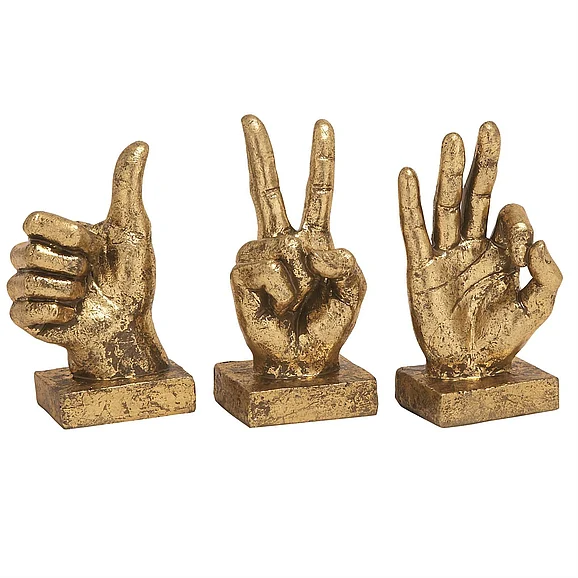 UMA CosmoLiving by Cosmopolitan Gold Polystone Hands Decorative Sculpture, (Set of 3) 7, 7, 6H | 97708