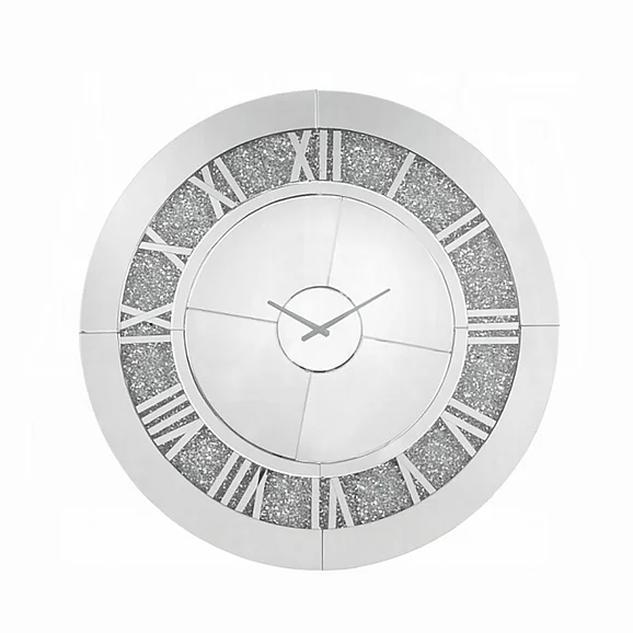 ACME Noralie Wall Clock in Mirrored and Faux Diamonds 97723