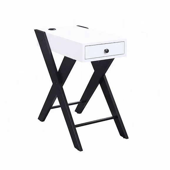 ACME Fierce Accent Table with USB in White and Black 97738