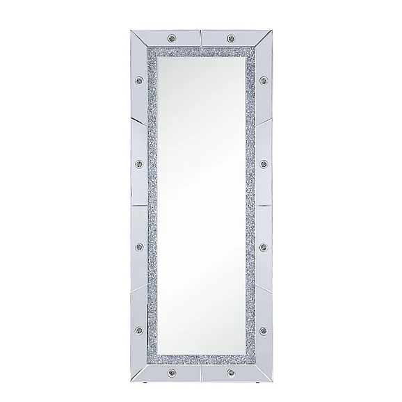 ACME Noralie Floor Mirror in Mirrored & Faux Diamonds 97754