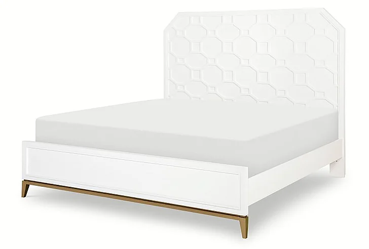 Legacy Chelsea Panel Bed, Queen in White with Gold Accents 9781-4105K
