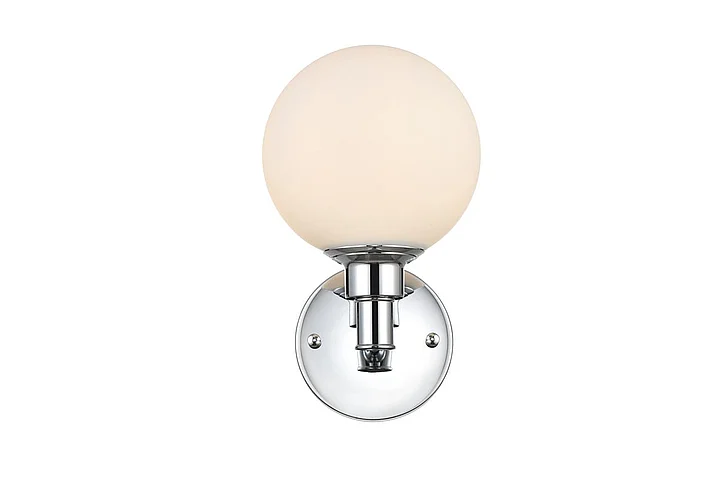 Elegant Cordelia 1 Light Chrome and Frosted White Bath Sconce LD7317W6CH CLOSEOUT
