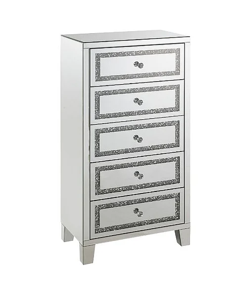 ACME Noralie Cabinet in Mirrored, Faux Diamonds 97945