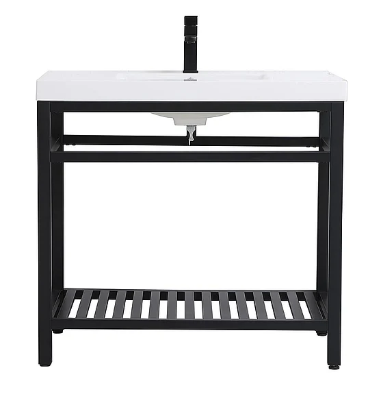 Elegant 36 In. Single Bathroom Metal Vanity in Black VF14036BK